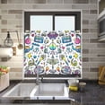 thumbnail image 4 of Yayeee Kitchen Curtains Tier Pair Light Filtering 27"x36" Rod Pocket Short Cafe Window Panel, Blue Doodle Pattern, 4 of 7