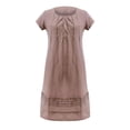 thumbnail image 4 of B91xZ Robe Grande Taille pour Femmes Robe Tunique à Manches Courtes Robes d'Été Décontractées Robe Courte Ample, Marron m, 4 of 5