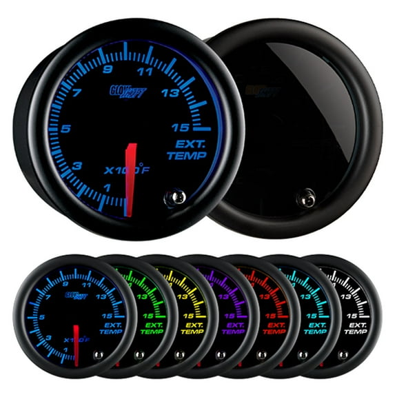 GlowShift | 2-1/16 (52mm) Tinted 7 Color Series 1500 Pyrometer EGT Gauge for Cars and Trucks