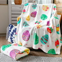 huguu 2 Pack Easter Throw Blanket Colorful Eggs Flannel Blanket Comfy Happy Easter Soft Cozy Lightweight Blanket for Sofa Couch Bed, 50 x 60 Inch