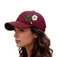 thumbnail image 5 of Hand Embroidered Floral Baseball Cap, Trucker Style Adjustable Snapback for Men and Women, Breathable Sun Hat for Outdoor, Daily Wear, Fishing, and Travel Wine, 5 of 5