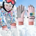 thumbnail image 3 of Curuila Children Boys Girls Mittens Winter Thick Cartoon Print Windproof Waterproof Cycling Skiing Soft Warmth Gloves Pink Size S, 3 of 3