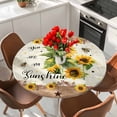 thumbnail image 2 of Sunflower Round Tablecloth 45-54 Inch Round Fitted Table Cloth with Elastic Edge, Vintage Summer Botanical Yellow Floral Pastoral Waterproof Table Cover Protector for Outdoor Picnic Party Dining, 2 of 6