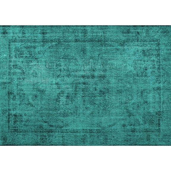 Ahgly Company Machine Washable Indoor Rectangle Persian Turquoise Blue Traditional Area Rugs, 5' x 7'