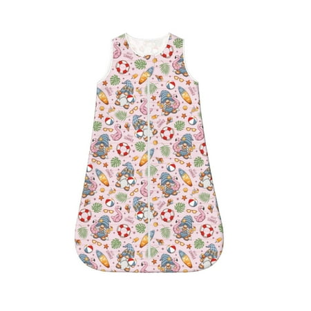 

Fotbe Hello Summer With Gnome Pattern Sleep Sack - Baby Wearable Blanket with Zipper Extra Soft Cotton Sleeveless Sleeping Bag for Infants-Medium