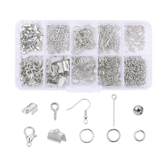 Suministros para la fabricación de joyas Juego de fabricación de pendientes Accesorios de reparación de joyas con anillos de salto abiertos Hallazgos Blanco Sunnimix Anillos de salto abiertos