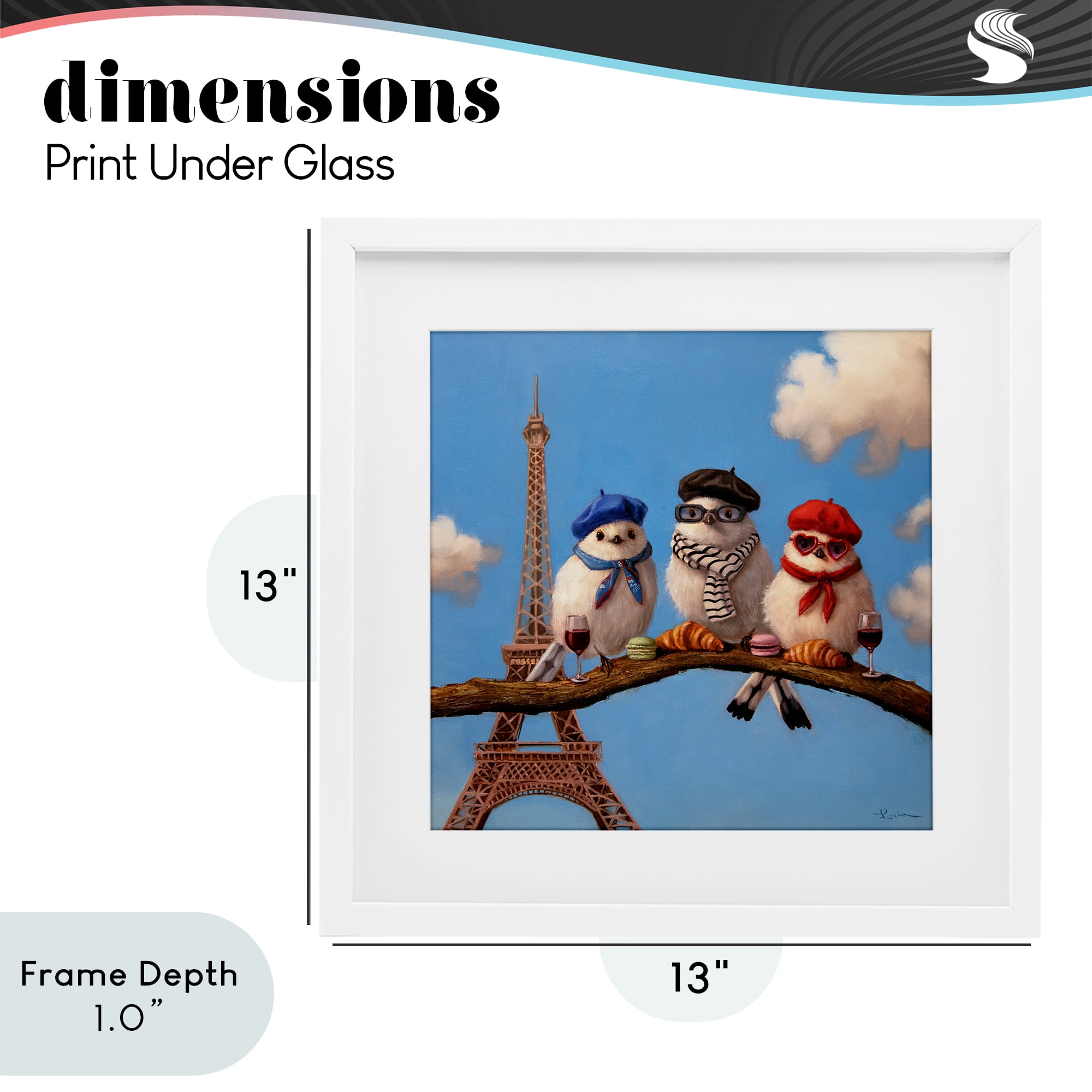 Stupell Industries Parisian Chic Birds in Paris White Framed Print Under Glass, design by Lucia Heffernan