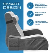 Kolbs Wedge Reading Pillow for Bed, Cushion with Arms for TV, Books, Nursing, Back - Bed Pillow for Sitting Up in Comfort, Plush Backrest. Bed Chair, Sit Up in Comfort (19 Gray/White)