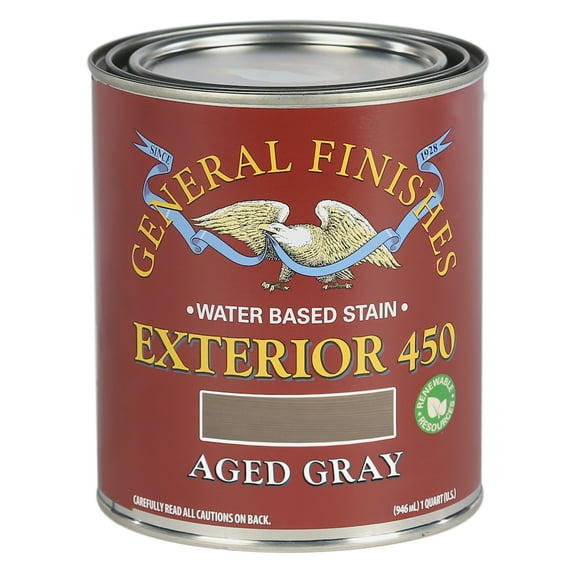 General Finishes Exterior 450 Water Based Wood Stain, 1 Quart, Aged Gray