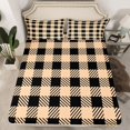 thumbnail image 2 of Homewish Square Buffalo Plaid Twin Sheet Sets, Black Wheat Stripes Abstract Twin Fitted Sheet, Chic Vintage Fashion Flat Sheet, Ultra Soft Bedroom Decor, 3 Pieces, 2 of 7