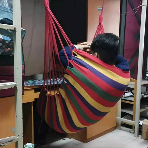 sunsanly Hammock Chair Foldable Heavy Duty Lightweight Portable Handmade Cotton Weave Indoor Outdoor Garden Tree Hanging Swing Chair Seat