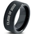 thumbnail image 1 of Tungsten Graduating Class Of 2019 Band Ring 9mm Men Women Comfort Fit Black Flat Cut Brushed Polished, 1 of 4