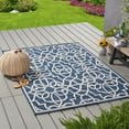 thumbnail image 2 of Noble House Belmont 90x63" Indoor/Outdoor Fabric Geometric Area Rug - Navy/Ivory, 2 of 5