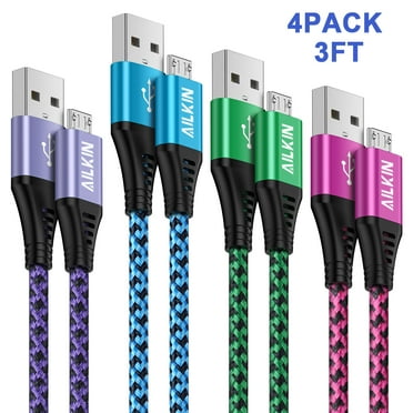 Micro USB Cable 3ft,AILKIN Micro Cable for Android Charging Cable Nylon Braided High Speed Fast Charging Cord Android Charger USB Micro Cables 3ft Charge&Sync for Samsung Galaxy