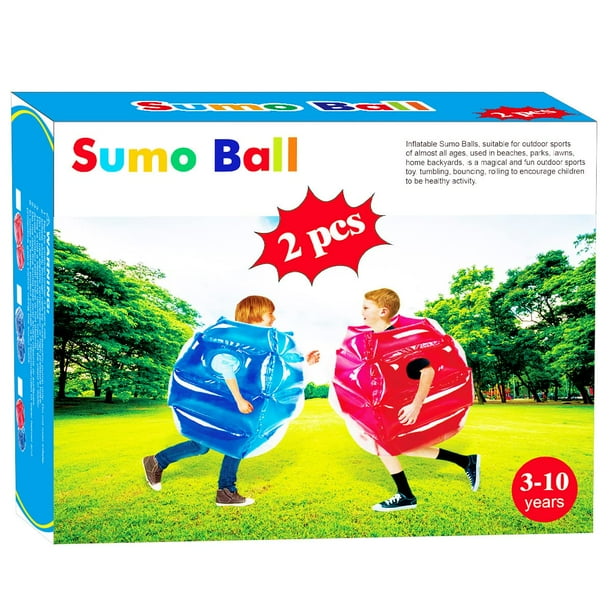 Pelotas inflables de sumo ZHUYNXIR para niños de 61 cm, 2 unidades, azul y rojo