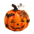 thumbnail image 2 of Indoor Halloween Decor, Halloween Table Decor, Halloween Skeleton Decorations, Jack O Lantern Decor, 4.5X4.5X4 Inch Resin Halloween Pumpkin Figurine with Mini Ghost and Halloween, 2 of 5
