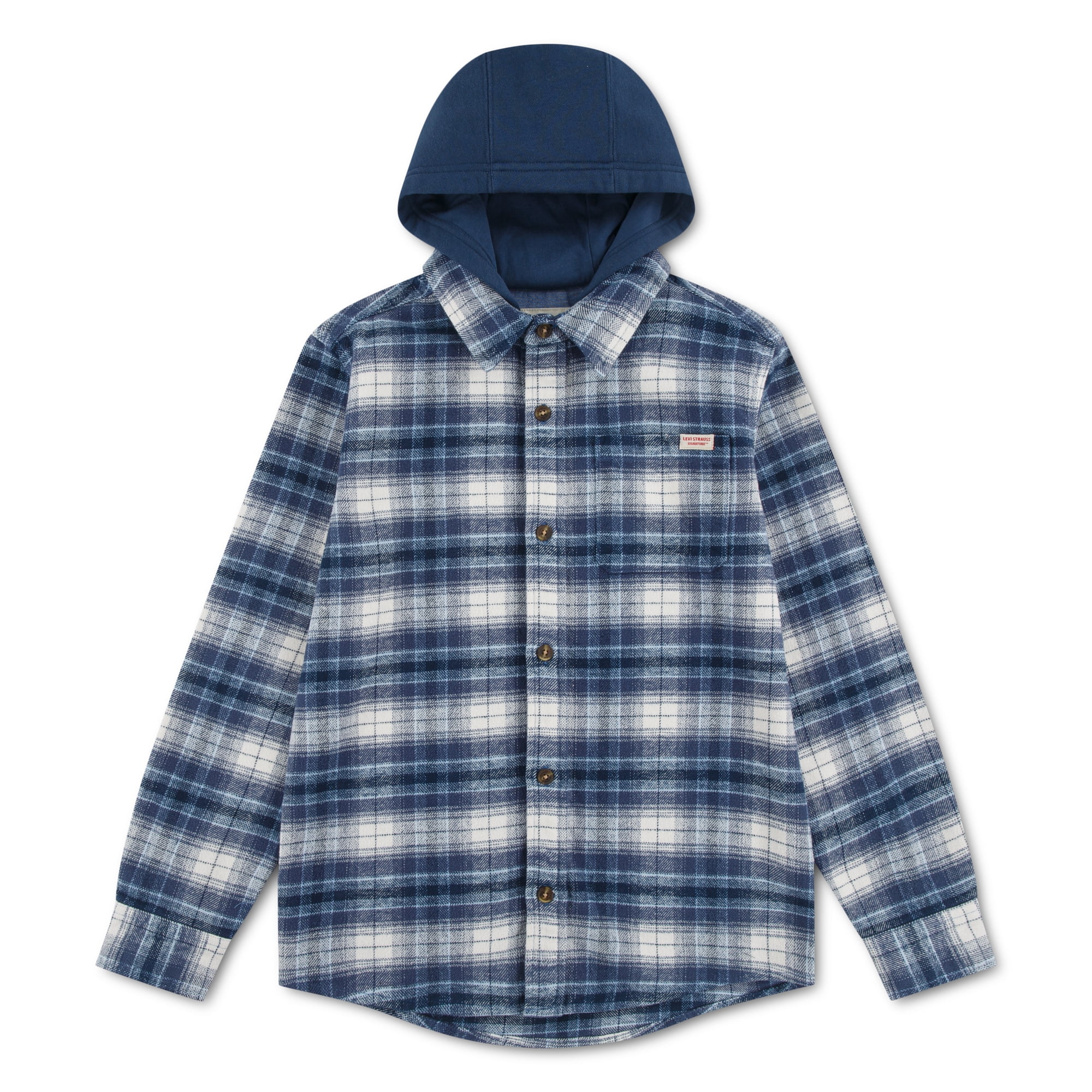 Levi Strauss Signature Boys Hooded Plaid Flannel, Sizes 4-18