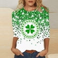thumbnail image 1 of TaTaai Women Loose Casual Crew Neck Top St. Patrick's Day Green Print 3/4 Sleeve Fashion Tee Ladies Spring Daily Outdoor Wear Soft Comfortable Non-See-Through No Fading Stylish Gift, 1 of 5