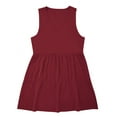 thumbnail image 4 of Women's V-neck Tank Top Dress Solid Color Casual Summer Pleated Loose Sleeveless Dresses, 4 of 7