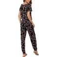 thumbnail image 3 of Combinaisons pour Femmes Décontractées à Manches Courtes, Combinaisons à Taille Élastique, Imprimé Floral, Col Rond, Barboteuse, 3 of 5