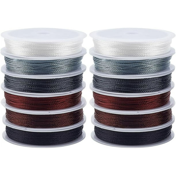 131 yardas de hilo para abalorios de 0,5 mm, 6 colores, 12 rollos. Hilo para pulseras, cordón para nudos chinos, hilo para abalorios, hilo para macramé.