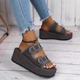 thumbnail image 2 of Women's Platform Slide Sandals Comfortable Thick Sole Wedge Slides Buckle Strap Casual Summer Sandals Fashion Beach Vacation Slippers Gray 9.5(43), 2 of 6