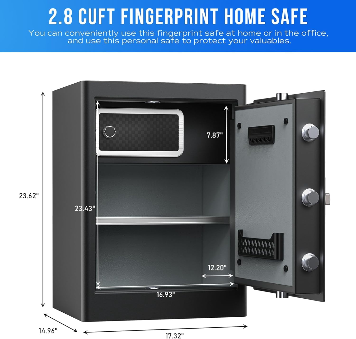 RPNB Deluxe Home Safe, Biometric Fingerprint Safe 2.8 Cubic Feet