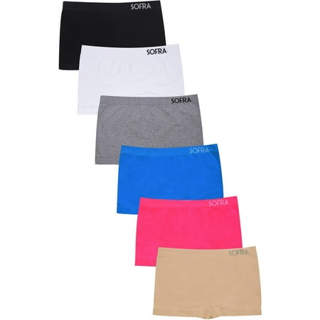 247 Frenzy Women s Essentials PACK OF 6 Seamless Nylon Stretch Boyshort Panty Underwear LP0264SBX