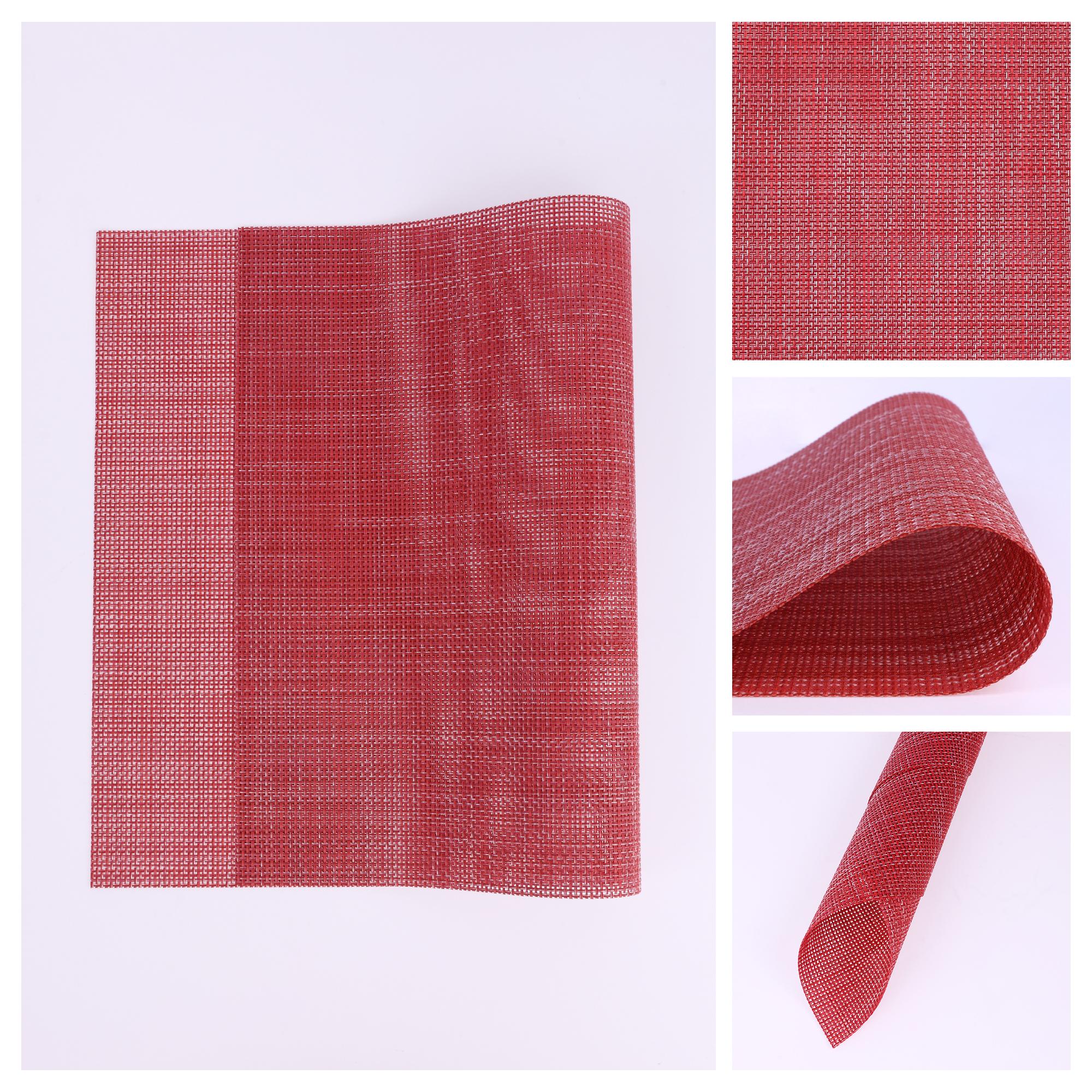 Unique Bargains 8 Pack Washable Placemats for Table Decor Wipeable Place Mat Red 18x12in