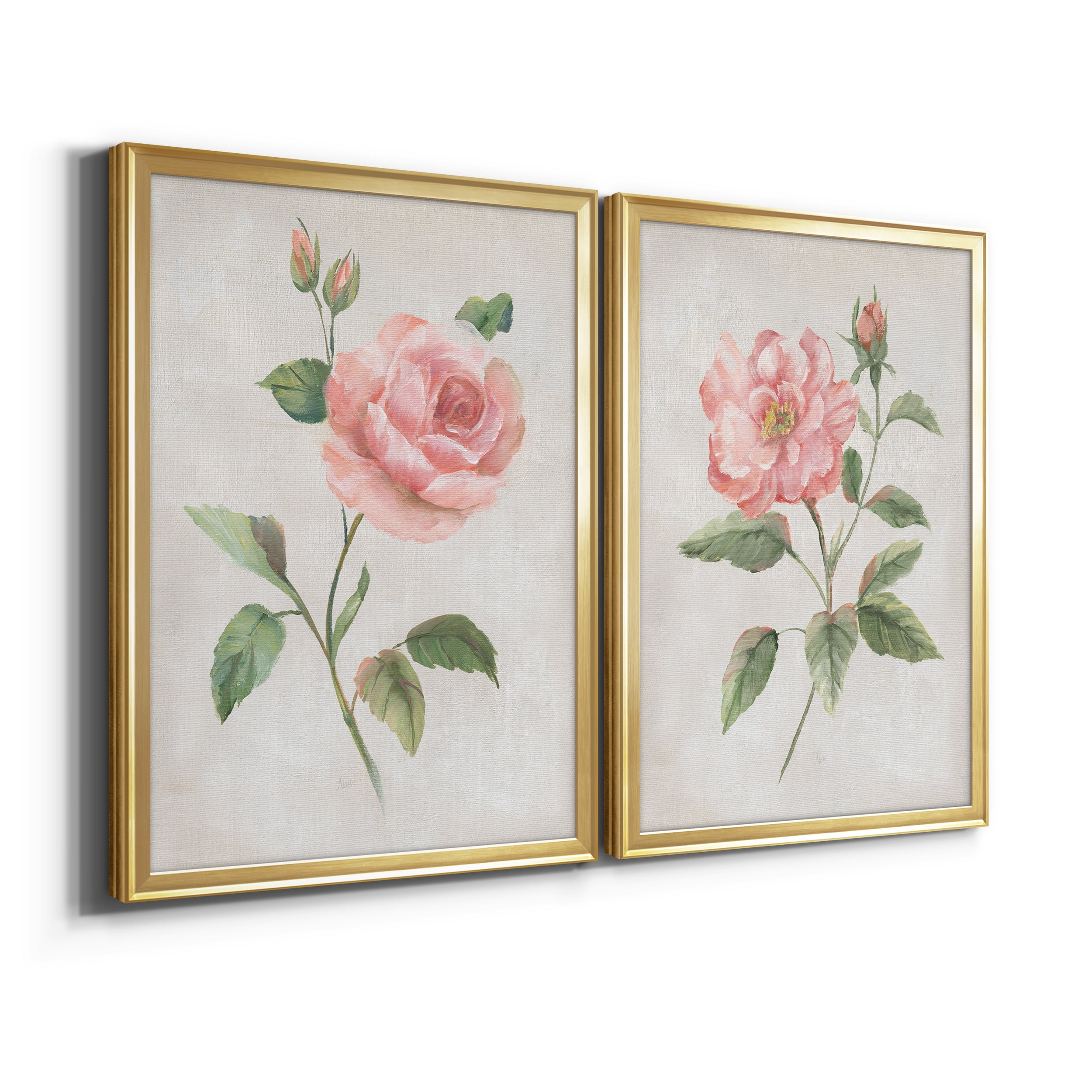 2 Piece Set Grandiflora I Premium Framed Canvas - Ready to Hang - 22.5 x 30.5 Each - Gold Frame