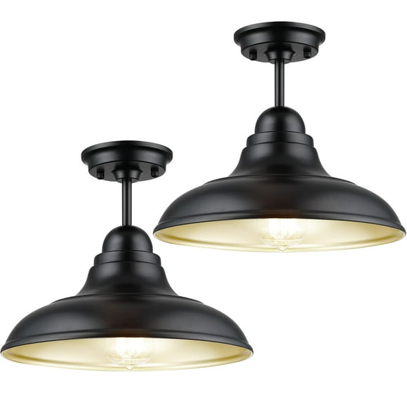 FLQMYQ Farmhouse Semi Flush Mount Ceiling Lights, Modern Ceiling Light Fixture with Black Finish for Kitchen, Hallway, Entryway, Dining Room, Bedroom