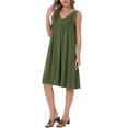 thumbnail image 4 of INSPIRE CHIC Pleated Dress for Women's Summer Casual 2025 Sleeveless Midi Swing Tank Sundress V Neck Dresses XL Army Green, 4 of 6