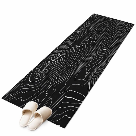 Black Abstract Large Area Rugs for Bedroom Living Room, Soft Non Slip Carpet Bedside Rug, Modern Geometric Minimalist Stripes Rectangular Floor Cover Kitchen Accent Rug 2'x6' for Dining Room/Office