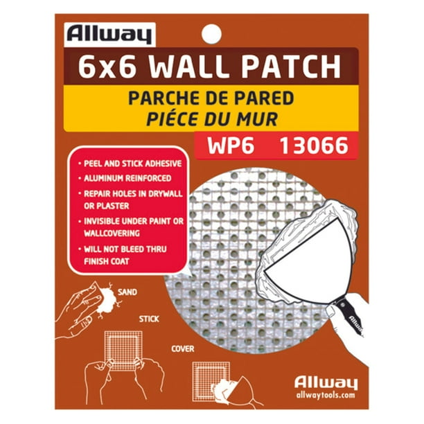 Parche de malla para paneles de yeso Allway, fibra de vidrio, blanco, 6 x 6 cm (paquete de 10)