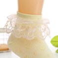thumbnail image 4 of Odeerbi Lace Ruffle Socks for Kids Girls Cute Soft Crew Socks Spring Solid Color Lace Socks Breathable Summer Mesh Dance Socks, 4 of 5