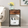 thumbnail image 4 of 2 Tier Rustic Side Table End Table Bedroom Nightstand w/Storage Drawer&AC Plug, 4 of 7