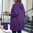 thumbnail image 6 of Aboser Womens Zip Up Long Hoodies Trendy Long Sleeve Jackets Double Zipper Hooded Sweatshirt Plus Size Drawstring Hoodie Jacket with Pockets, 6 of 7