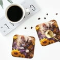 thumbnail image 5 of Pofeuu Cute Cat Sunflower Print Leather Coasters Set of 6, Round Cups Mugs Mat Pad for Home Kitchen Heat Resistant Drink Coasters,Square, 5 of 7