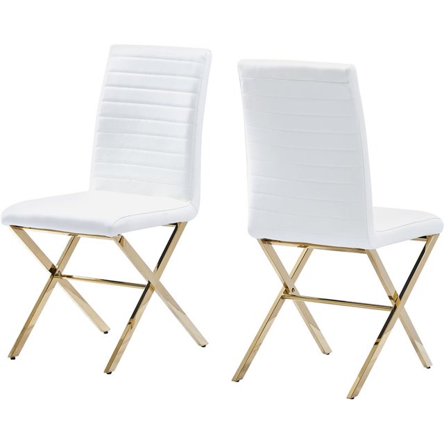 Best Master Furniture Timber Faux Leather Dining Chair, White (Set of 2)