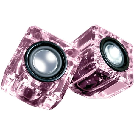 dreamGEAR DGUN-6828 Ice Crystal Clear Compact Speakers (Pink)