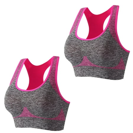 HYSYSB Sports Bras for Women balconette Bras for Women bras No Underwire Full Support compression Bra sports Multipack Padded Bra for Workout Gym Yoga pull On Bras for Women No Hooks Hot Pink L