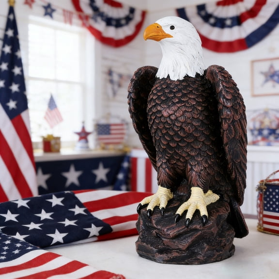 Cinvoph 4th Of July Resin Ornament White Headed Raptor Bird For Memorial Day Table Centerpiece Patriotic Home Party Decoration 4"x7"