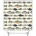 thumbnail image 2 of 4PCS Cabin Bass Fish Shower Curtain Sets with Rugs, Waterproof Fabric Shower Curtain, Country Lodge Lake Hunting Camping Mountain Forest Rustic Farmhouse Bathroom Decor, Fishing Gifts for Men, 2 of 7