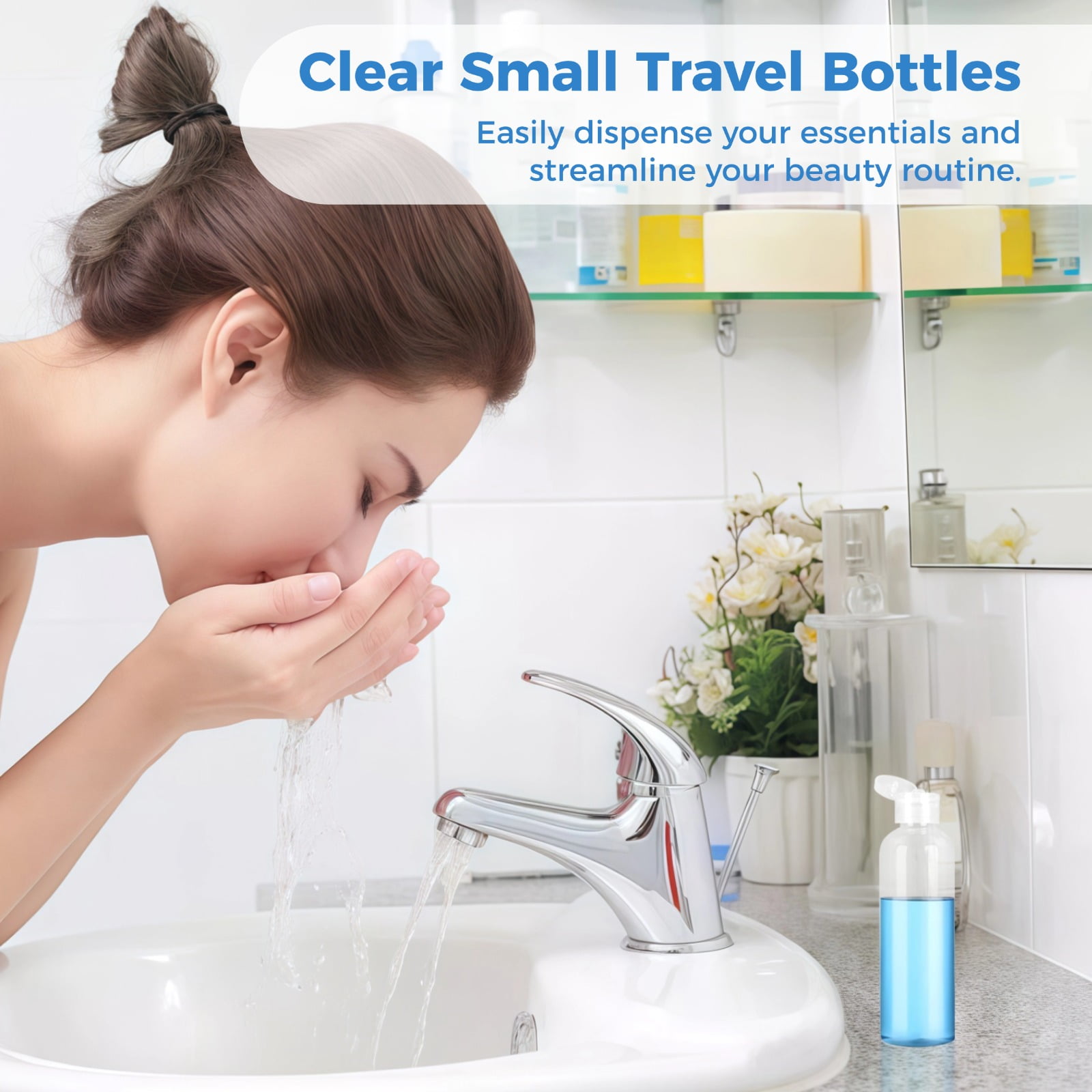 100 Pcs Small Travel Bottles, 3.4 oz Refillable Empty Containers with Flip Caps, Clear Plastic Liquid Dispensers, Leak-Proof Squeeze Bottles with 5 Funnels for Shampoo, Lotion, Cream