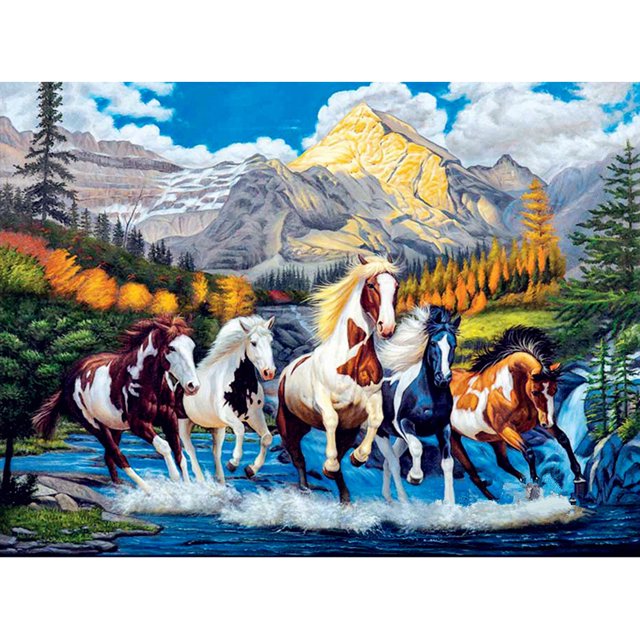 Cuadros Decorativos (DF3649) 5D DIY taladro completo diamante pintura caballo bordado mosaico Craft Kit (w703) 40x50cm Likrtyny embutido en tela