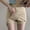 Khaki, variant on Qulqfy Straight-Leg Denim Shorts Women High Waisted Stretchy Casual Ripped Front Slit Summer Trendy Women's Jean Shorts