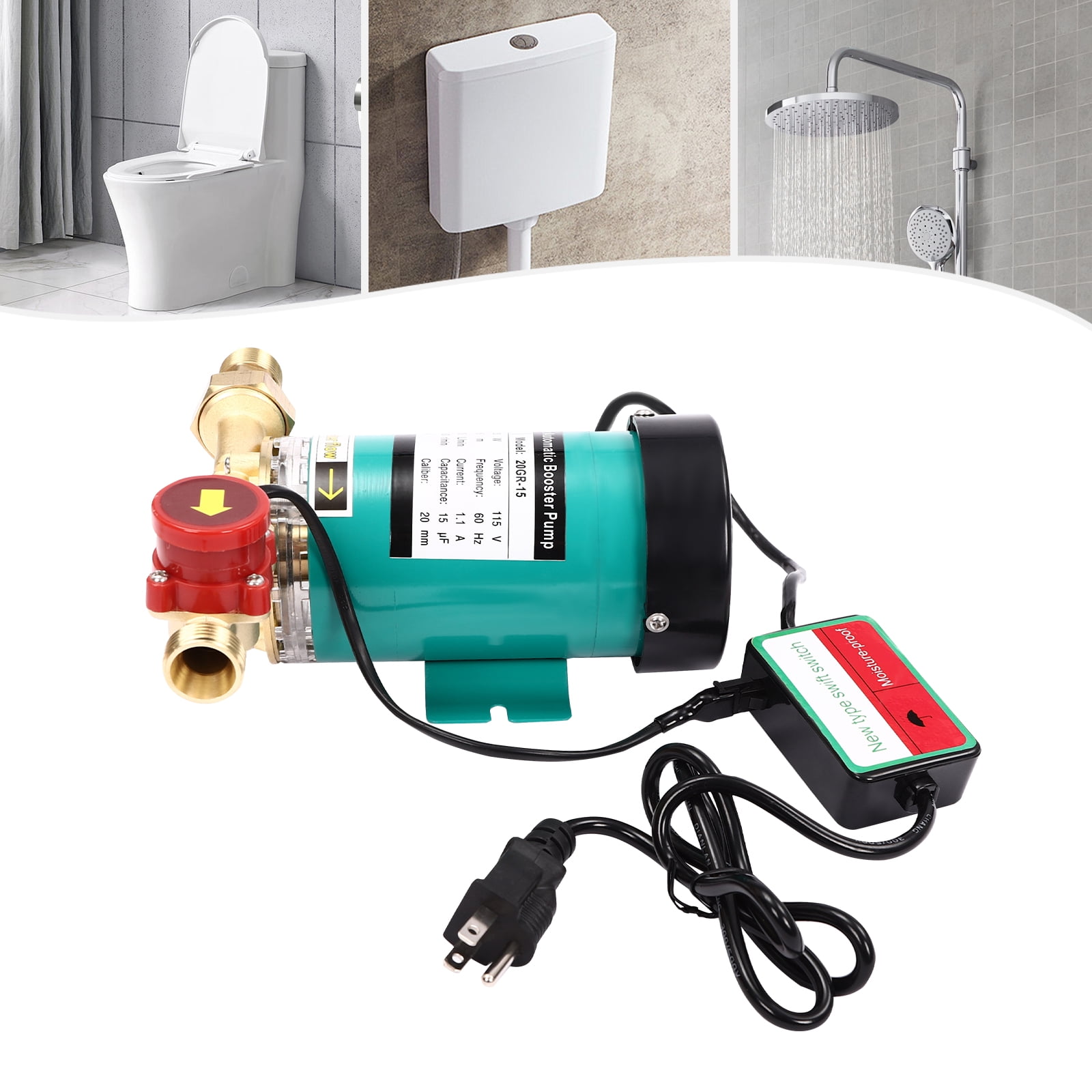 Water Pressure Booster Pump 120w 21.7psi 396gph Automatic Household Water Pressure Booster Pump Pressure Pump for Duplex Apartments Suburban Villas High-Rise Buildings with Low Water Pressure