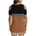 thumbnail image 3 of CHGBMOK Womens Shirts V Neck Short Sleeve Cold Shoulder Basic Tee Tops, 3 of 7