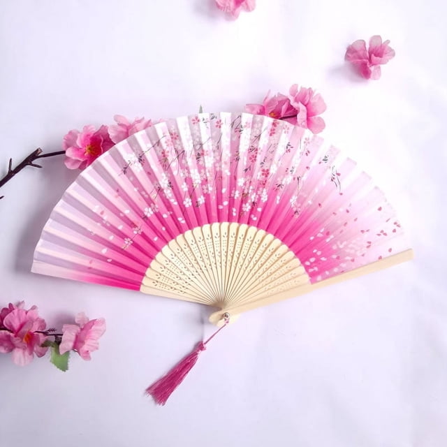 Abanico plegable antiguo para mujer, abanico de tela de seda de bambú, abanico plegable portátil, abanico de regalo, abanico pequeño