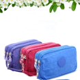 thumbnail image 5 of Portable Retro Solid Color Simple Cosmetic Bags Fabric Phone Purse Korean Style Wallets Wrinkle Clutch Bag Women Wallets Three Zippers Bags NAVY BLUE, 5 of 8